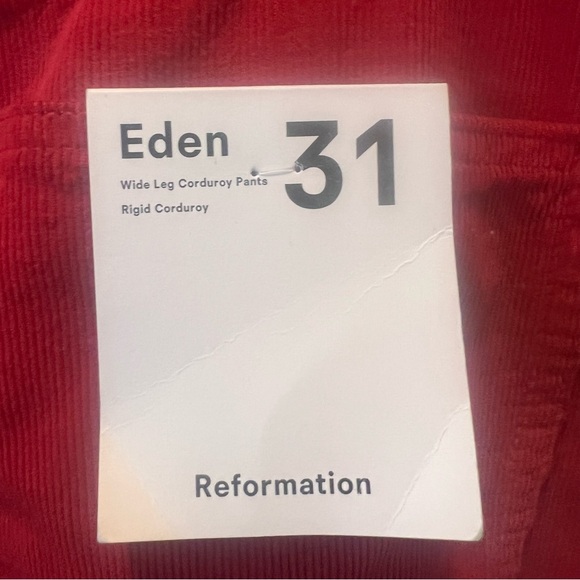 REFORMATION Wide Leg Corduroy Pants High Rise Red - Picture 7 of 13